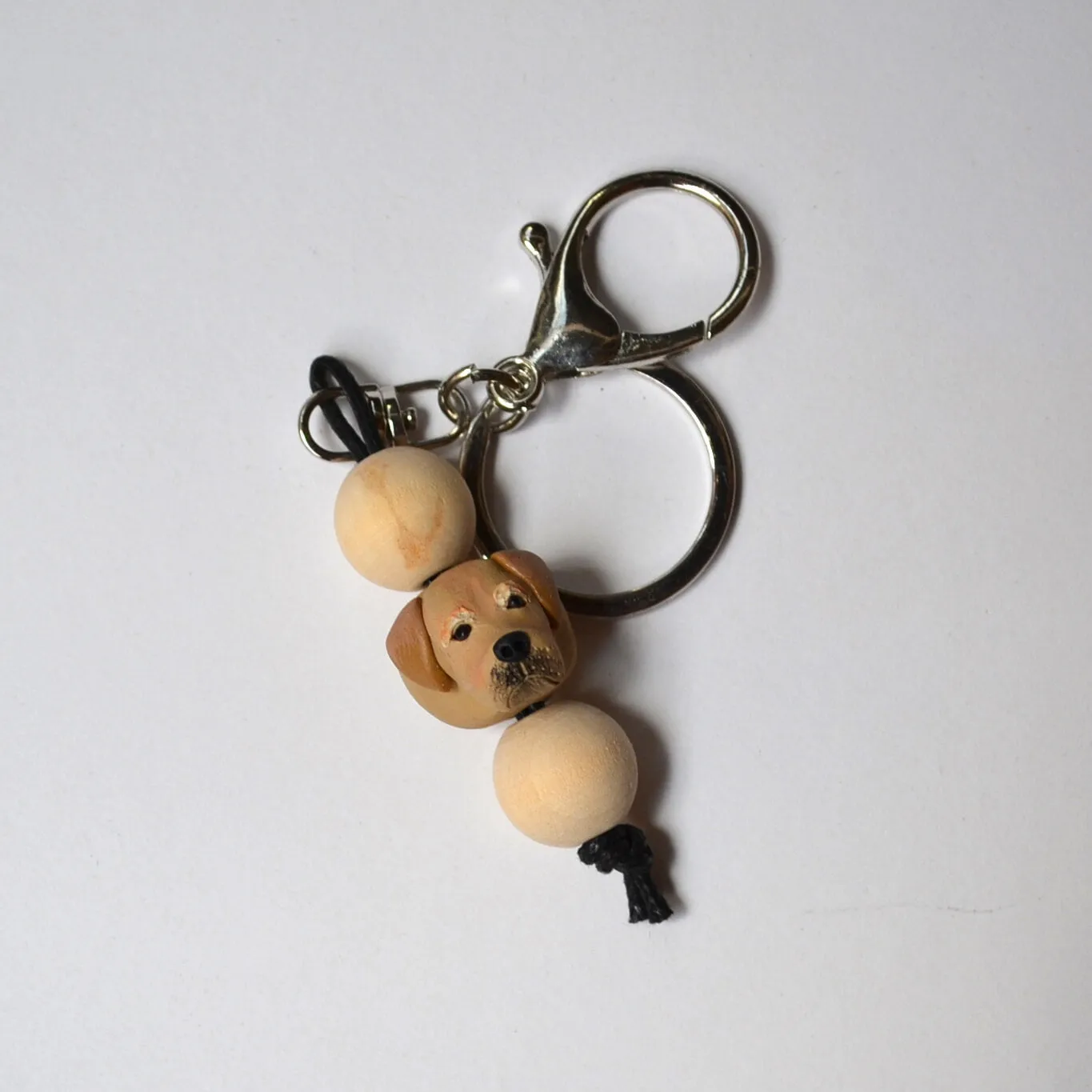 Golden retriever keyring - handmade polymer clay yellow lab dog keychain