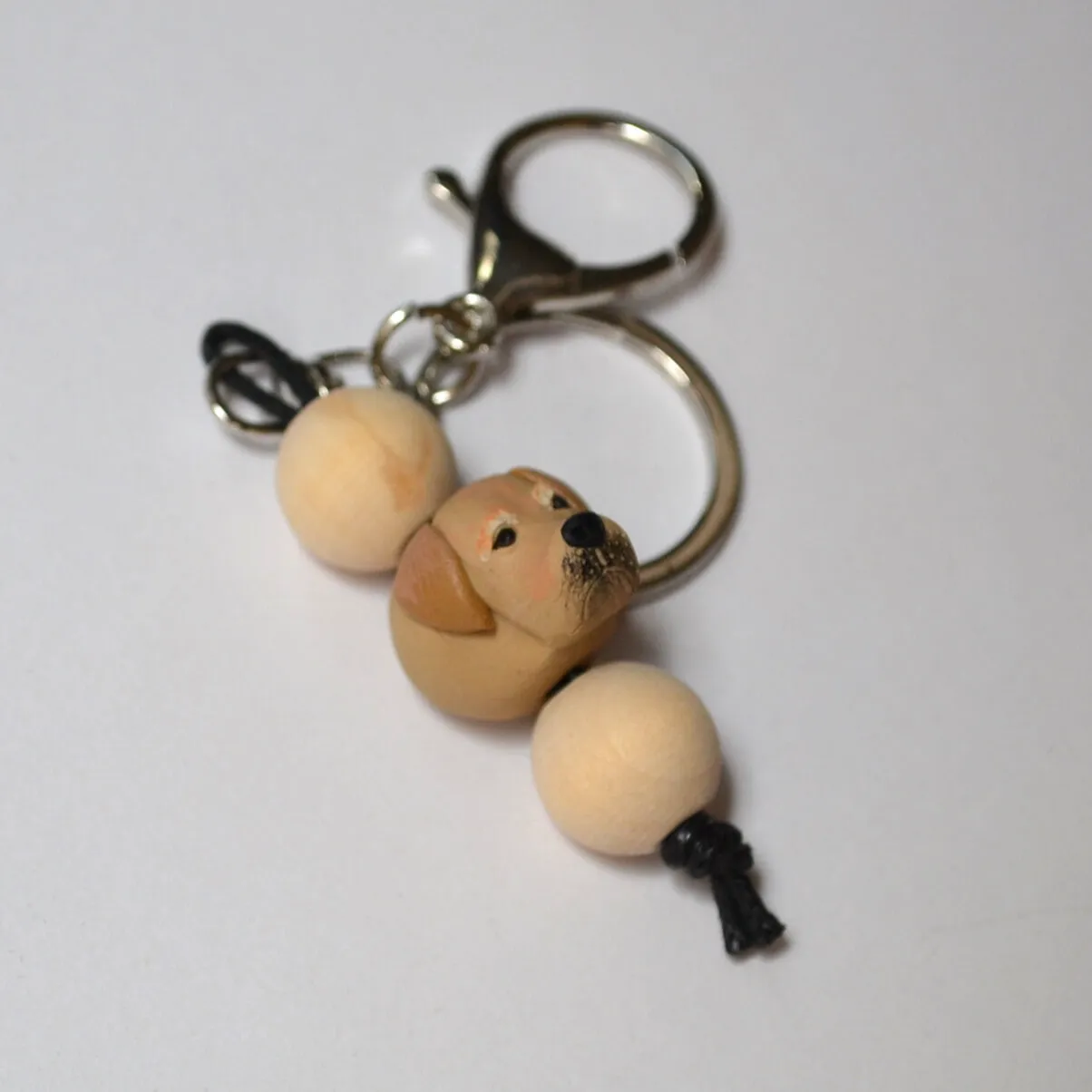 Golden retriever keyring - handmade polymer clay yellow lab dog keychain