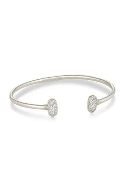 Grayson Crystal Cuff Bracelet Rhodium Metal White Cz