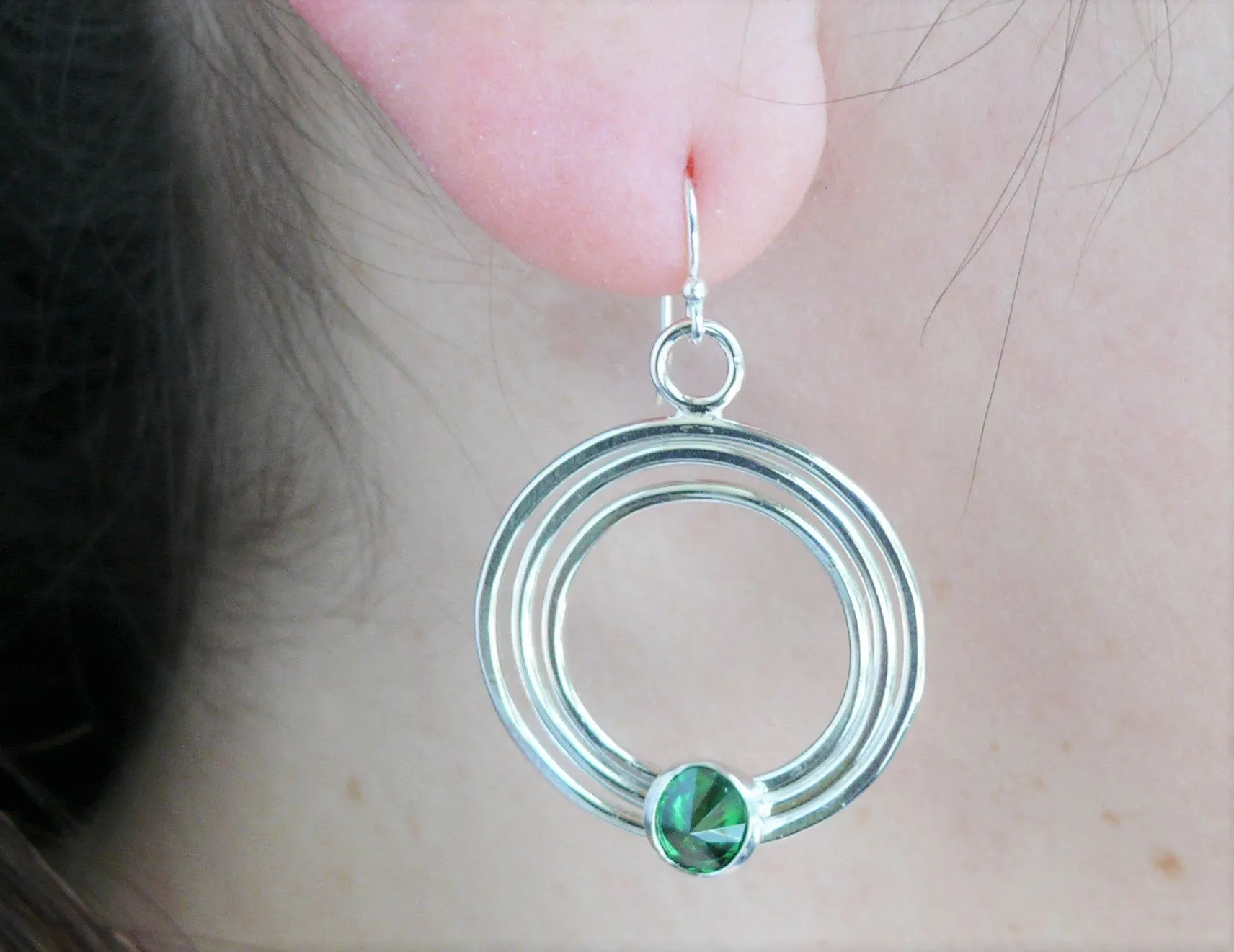 Green Gemstone Dangle Earrings