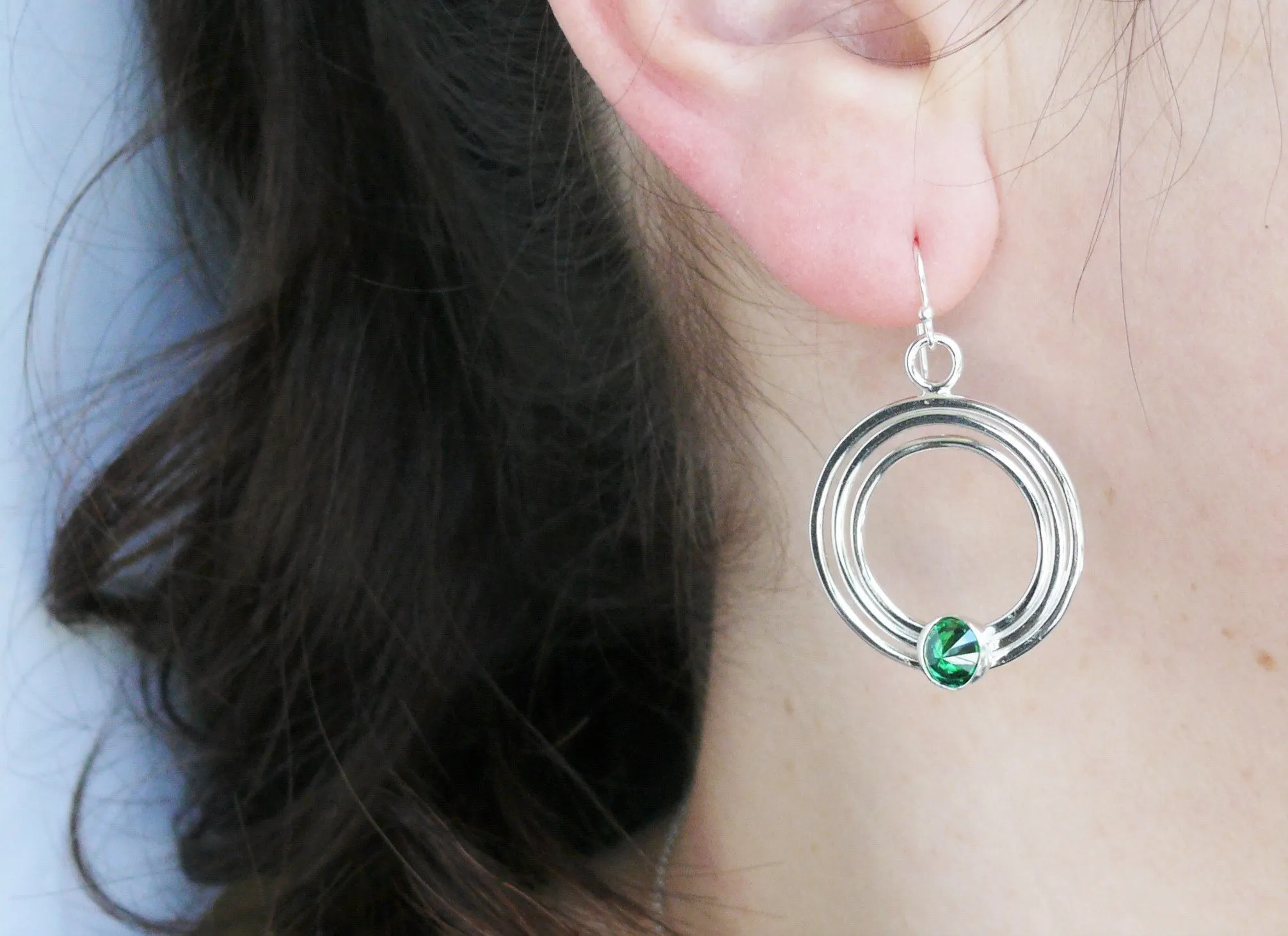 Green Gemstone Dangle Earrings