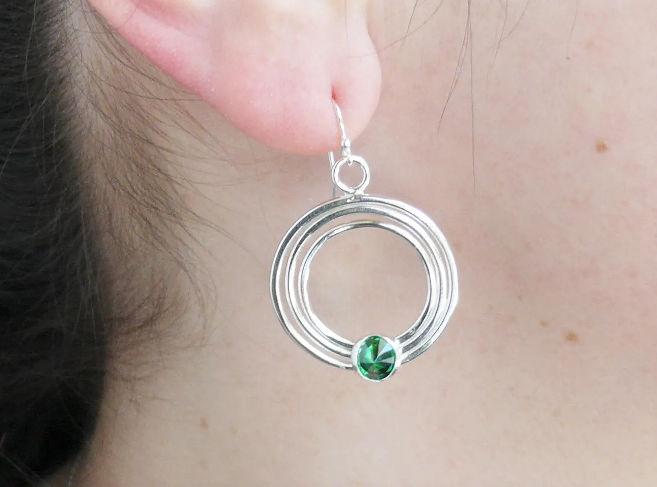 Green Gemstone Dangle Earrings