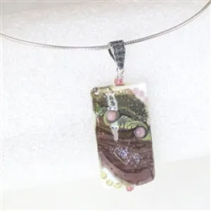 Handmade Purple Artisan Glass Bead Lampwork Pendant Necklace