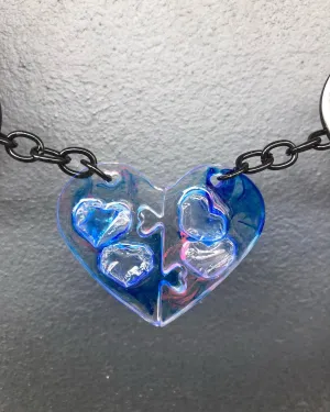 Handmade Resin Love Heart Half Couple Matching Keychains or Earrings