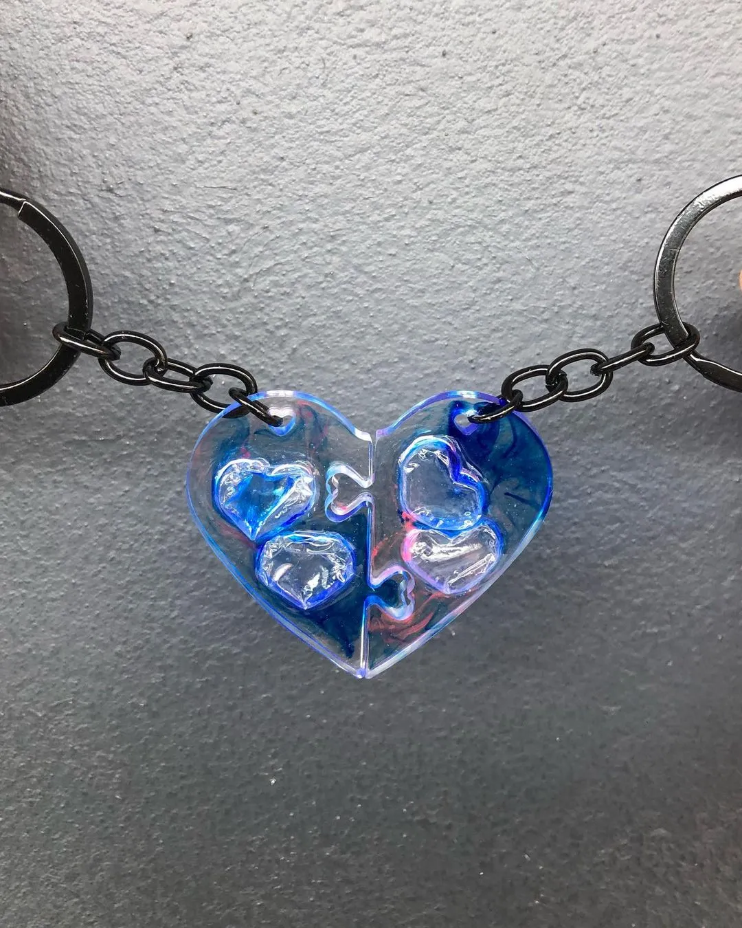 Handmade Resin Love Heart Half Couple Matching Keychains or Earrings