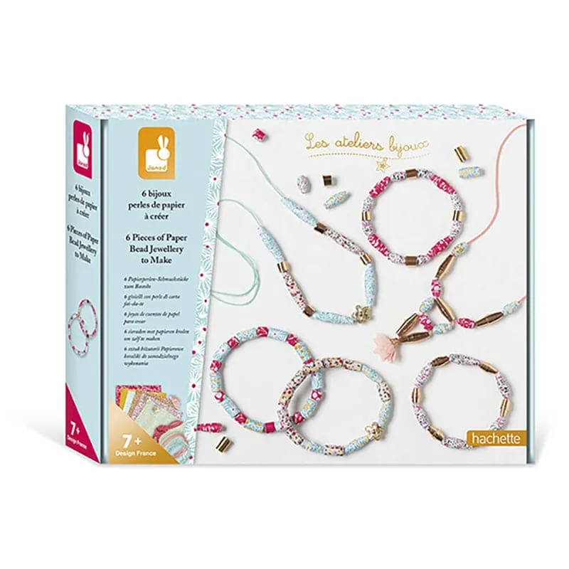 Janod 6 Pieces Of Paper Bead Jewellery To Make - Multicolour