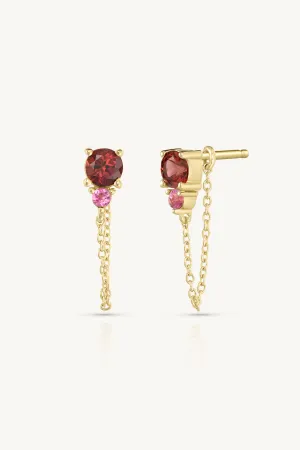 January Ombre Garnet Birthstone Gold Stud