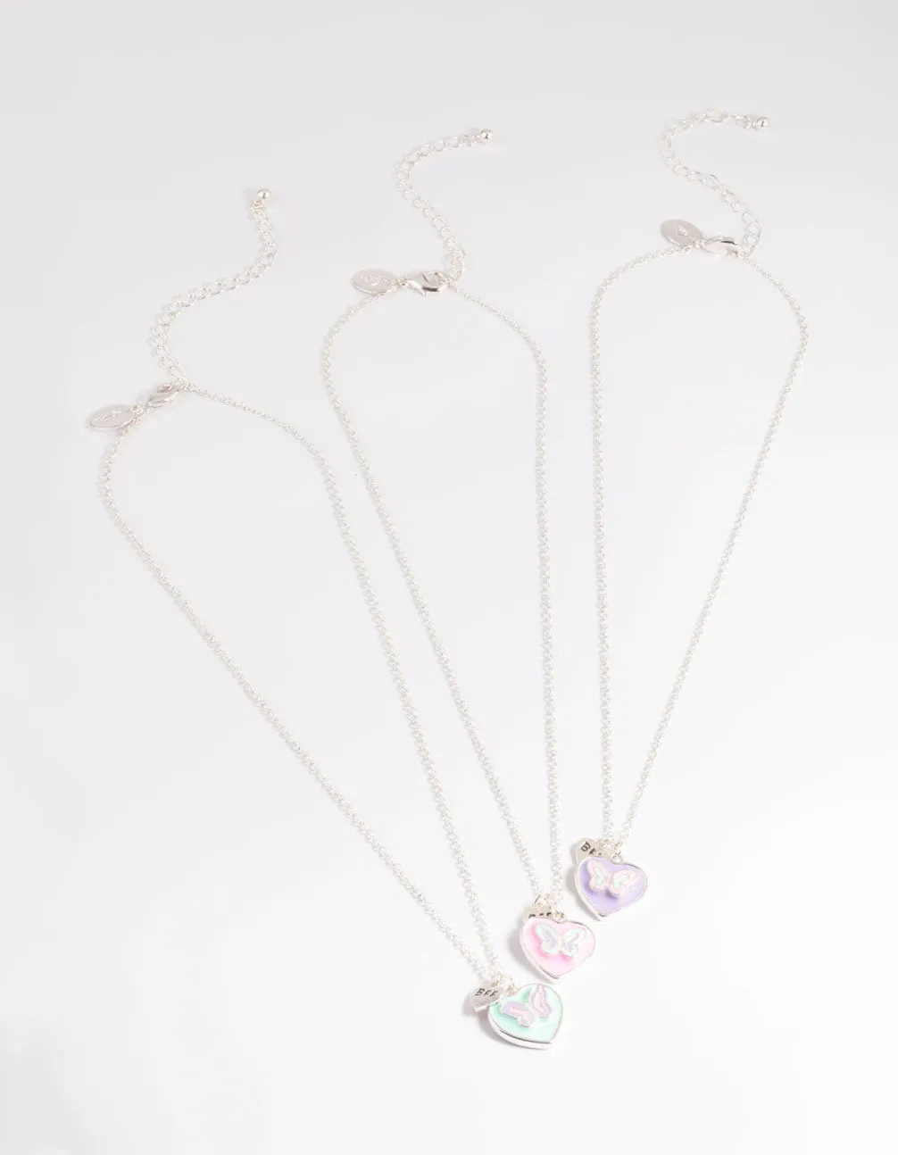 Kids Pastel Butterfly Heart BFF Necklace Pack