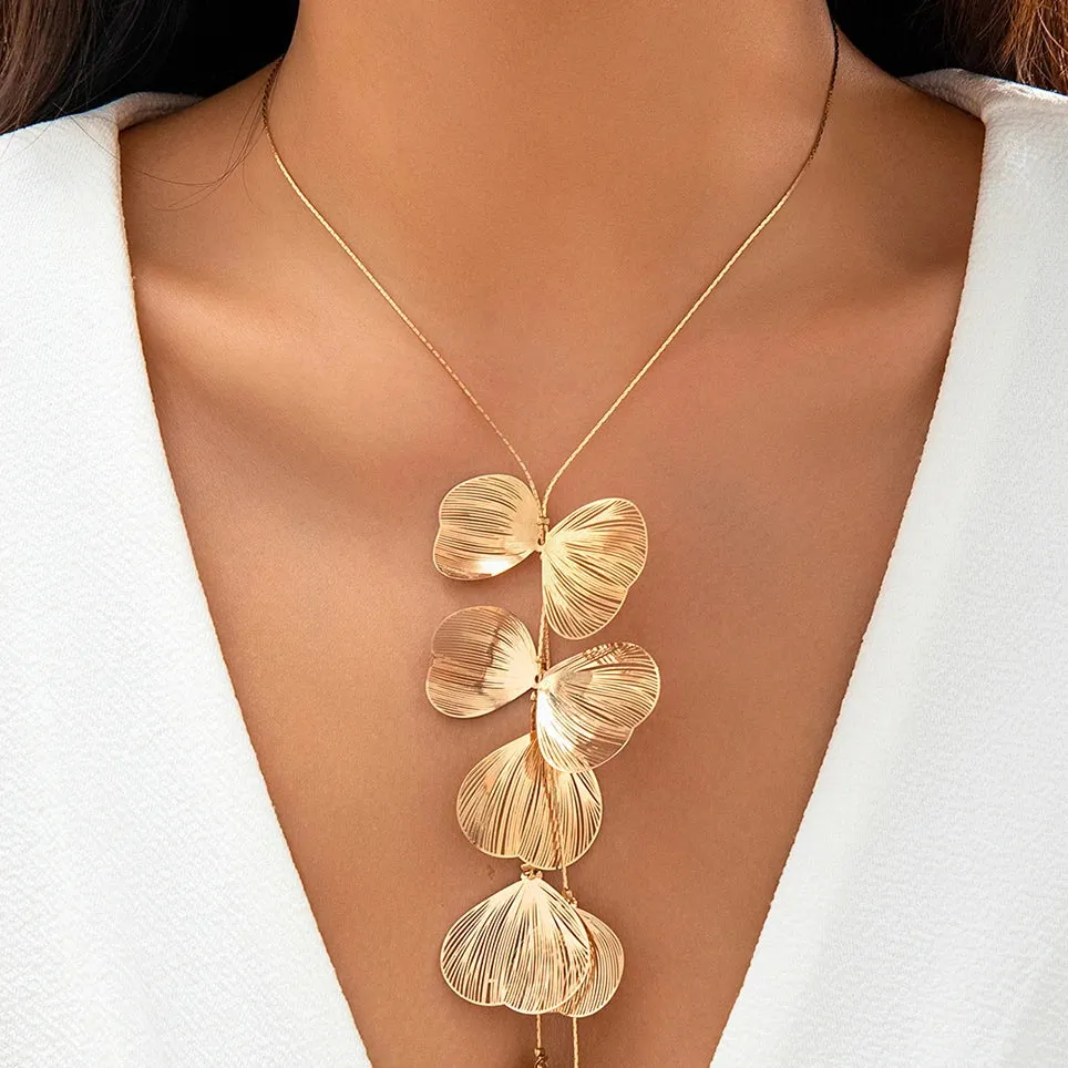 Kpop Flower Petal Bridal Sexy Snake Long Chest Necklace