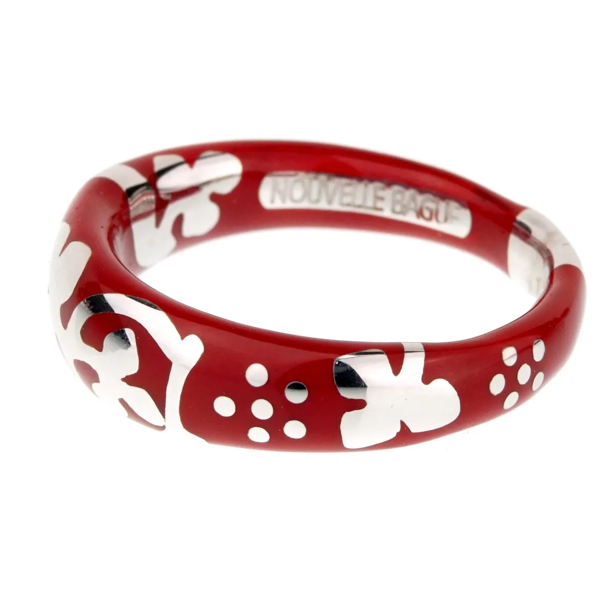 La Nouvelle Bague Red Enamel White Gold Diamond Ring