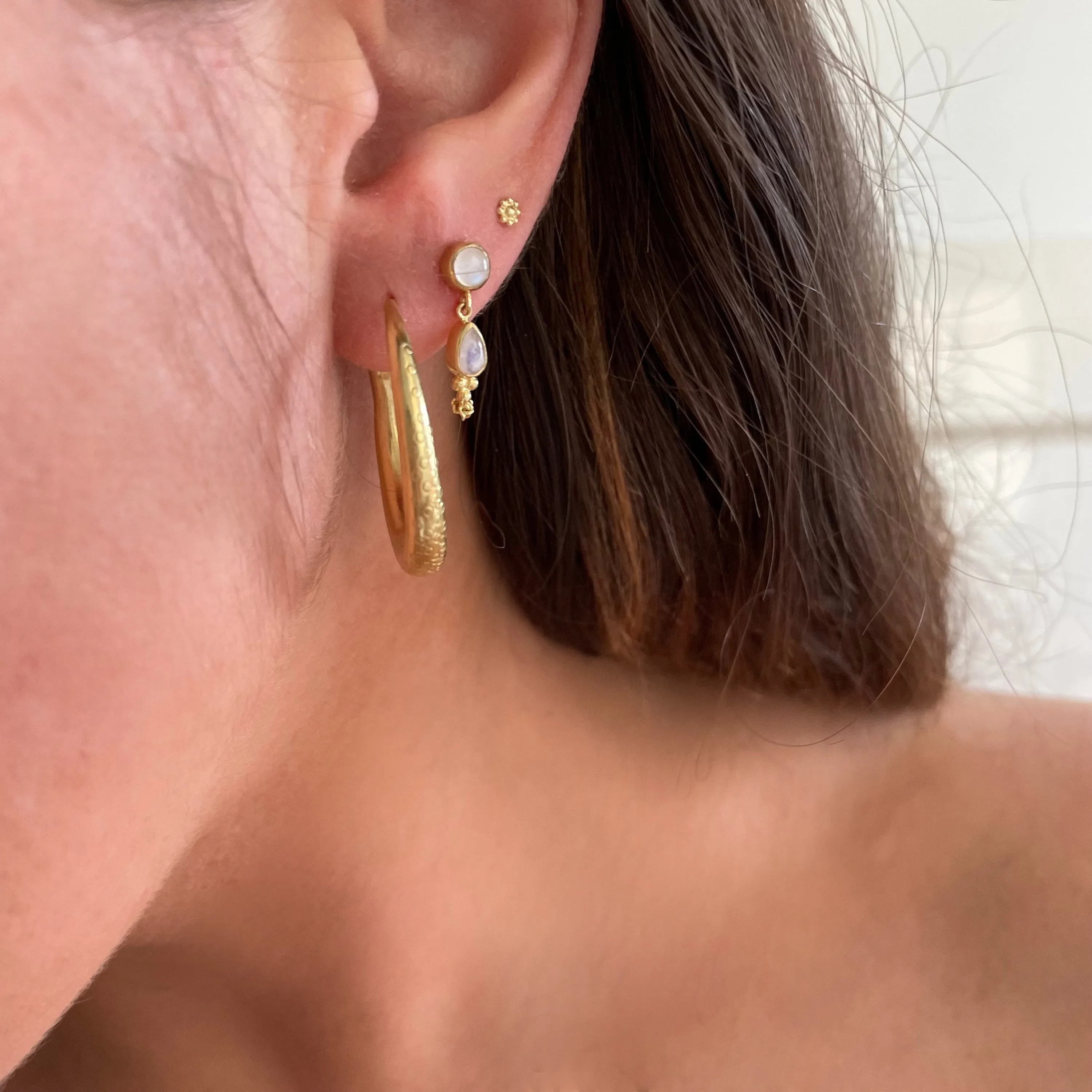 Leona Gold Rainbow Moonstone Studs Earrings