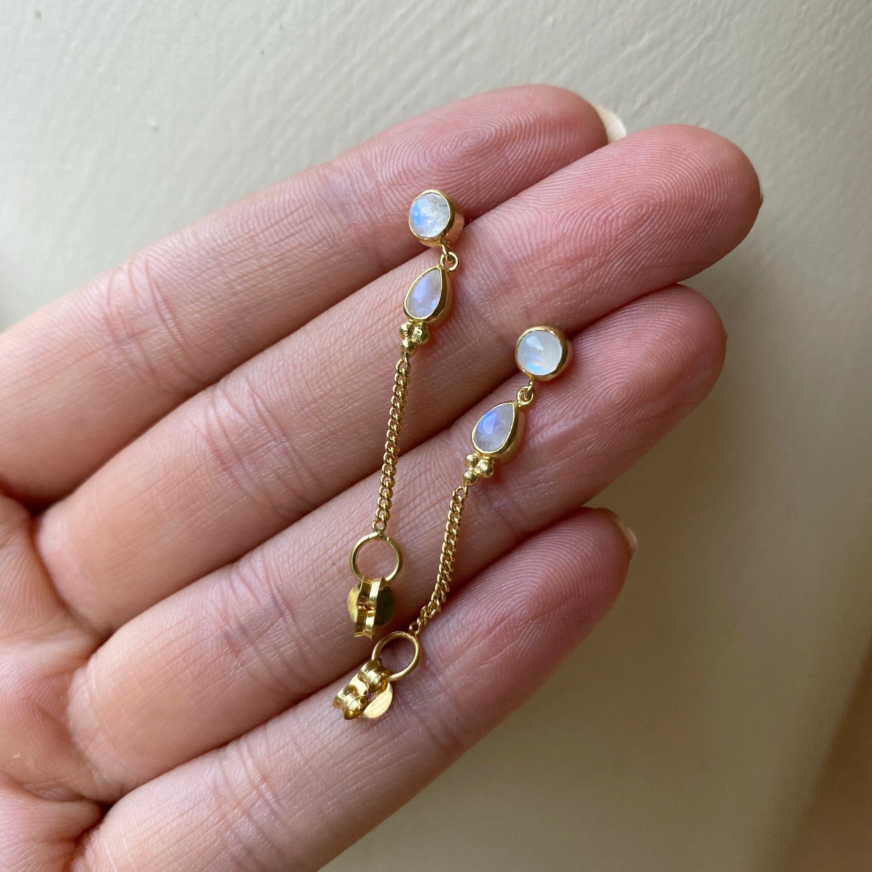 Leona Gold Rainbow Moonstone Studs Earrings