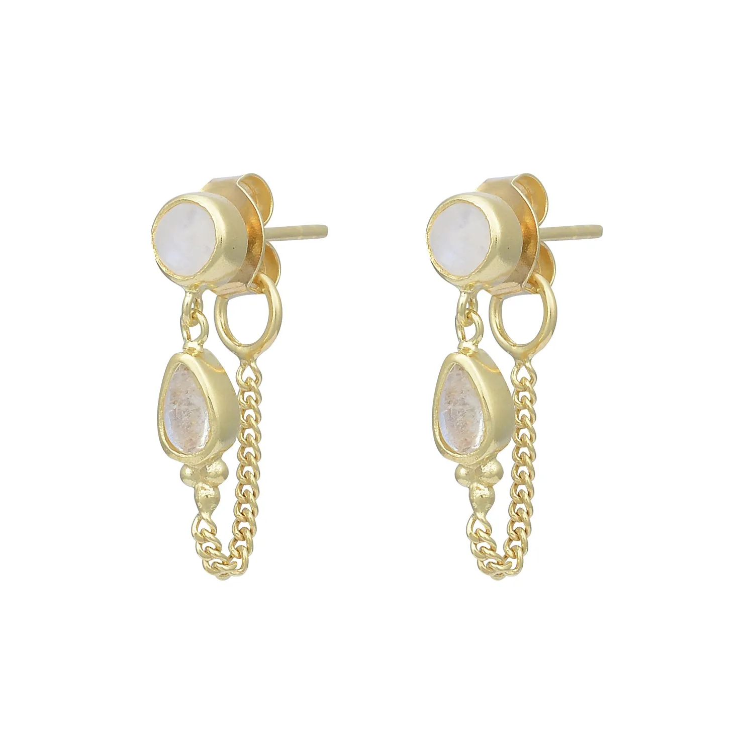 Leona Gold Rainbow Moonstone Studs Earrings