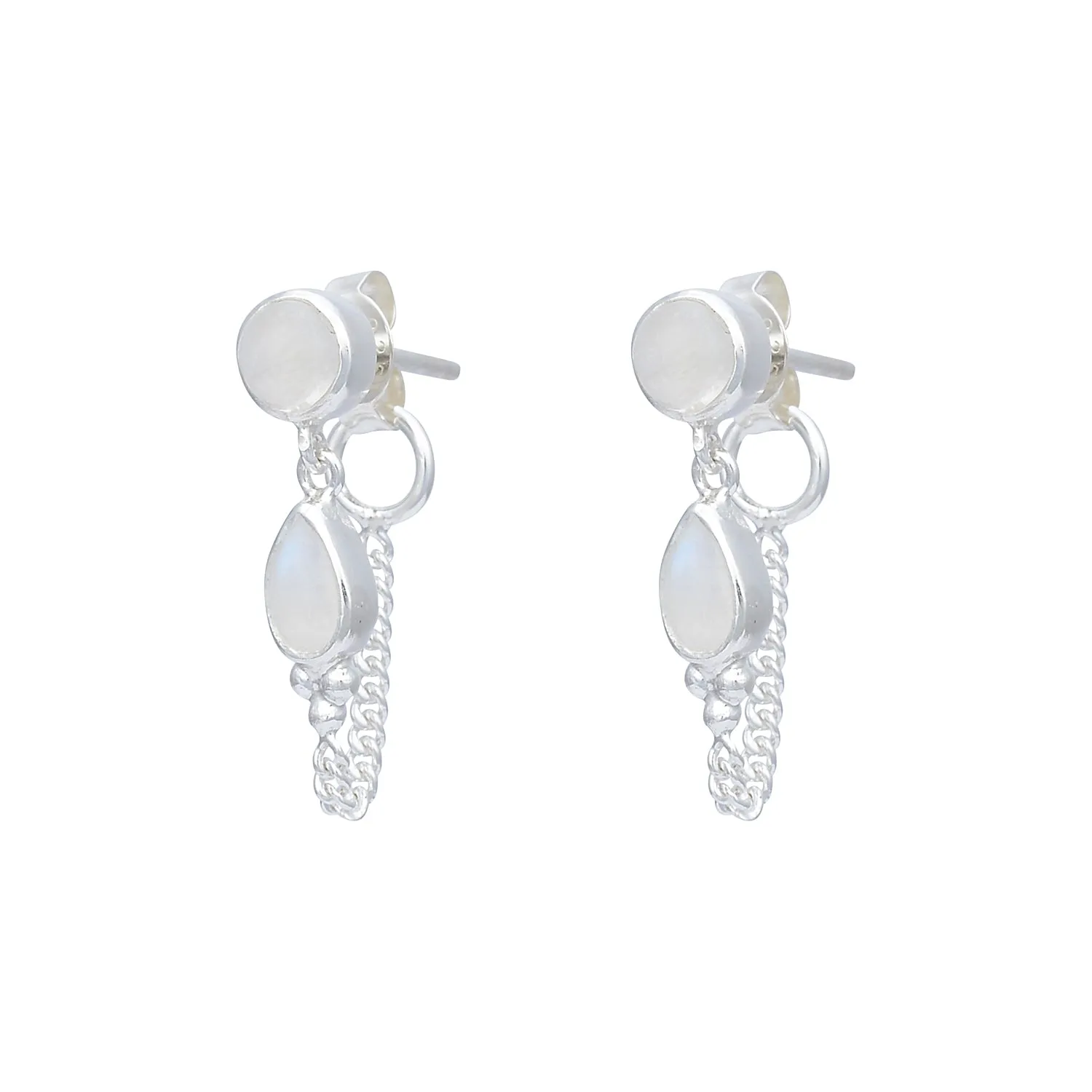 Leona Sterling Silver Rainbow Moonstone Studs