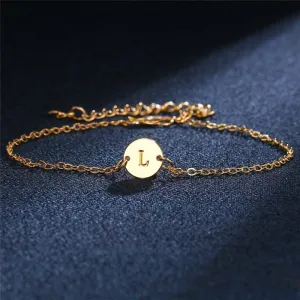 Letter Bracelet & Bangle For Women Simple Adjustable Gold Color