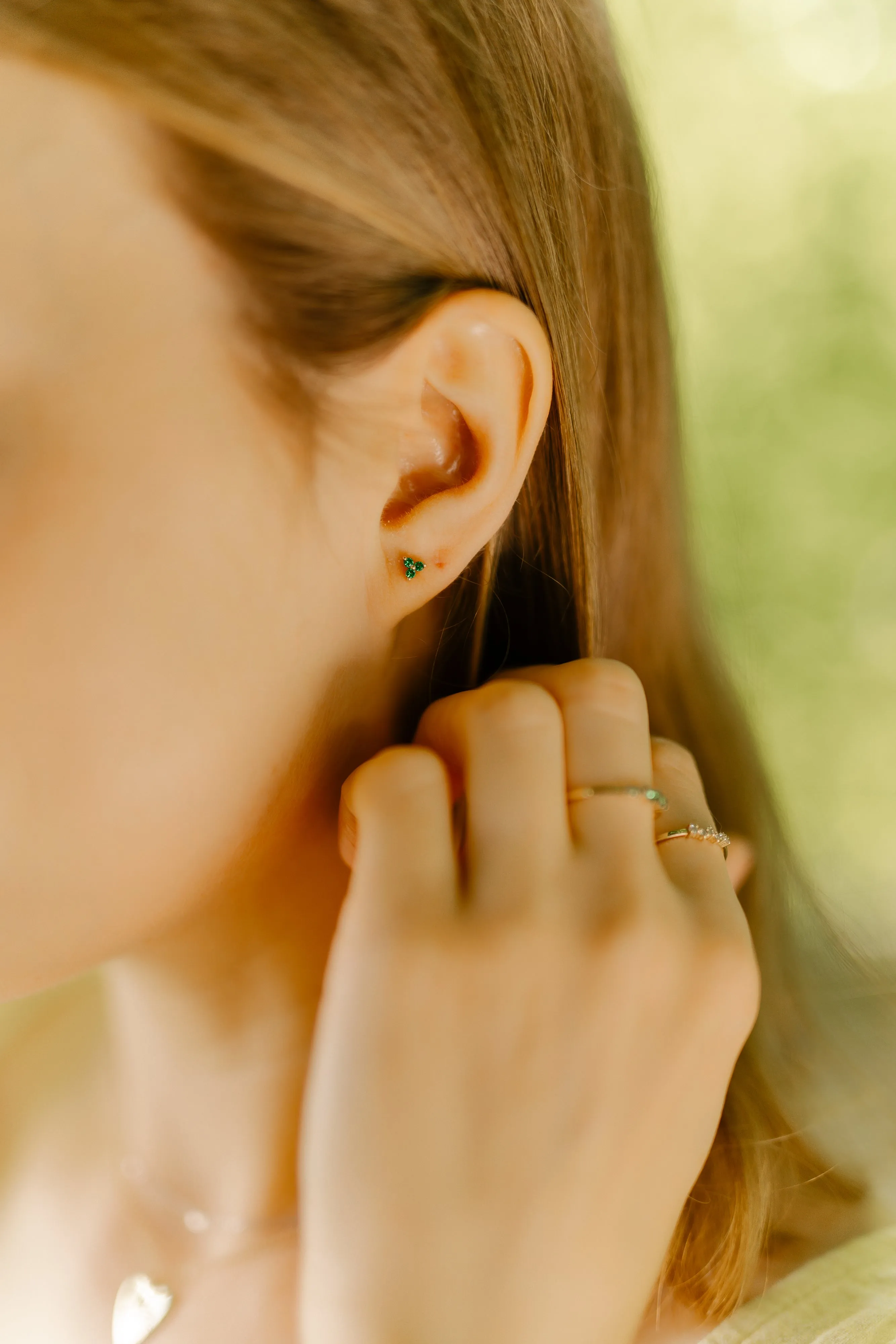 Lily Emerald Studs & Love Emerald Ring Set