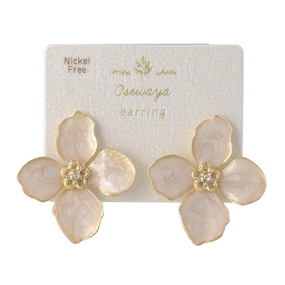 Marble Tone Flower Clip On Earrings