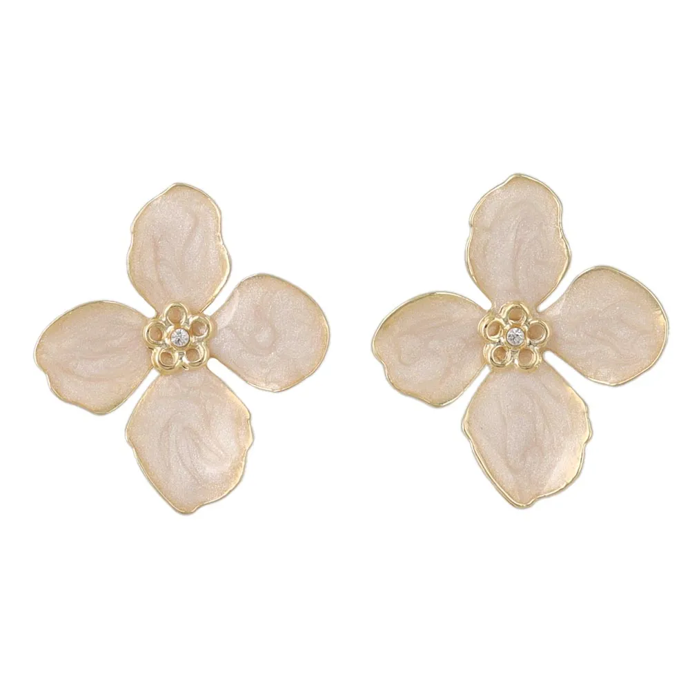 Marble Tone Flower Clip On Earrings