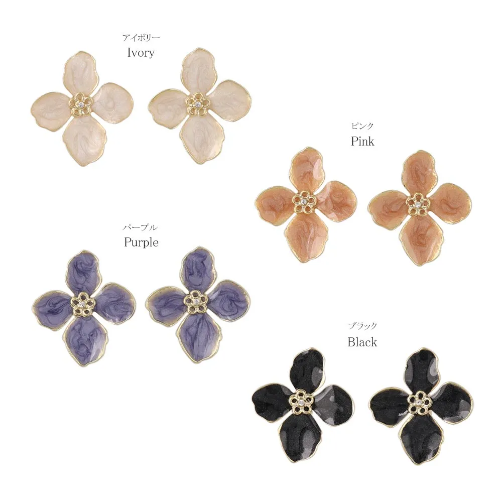 Marble Tone Flower Clip On Earrings