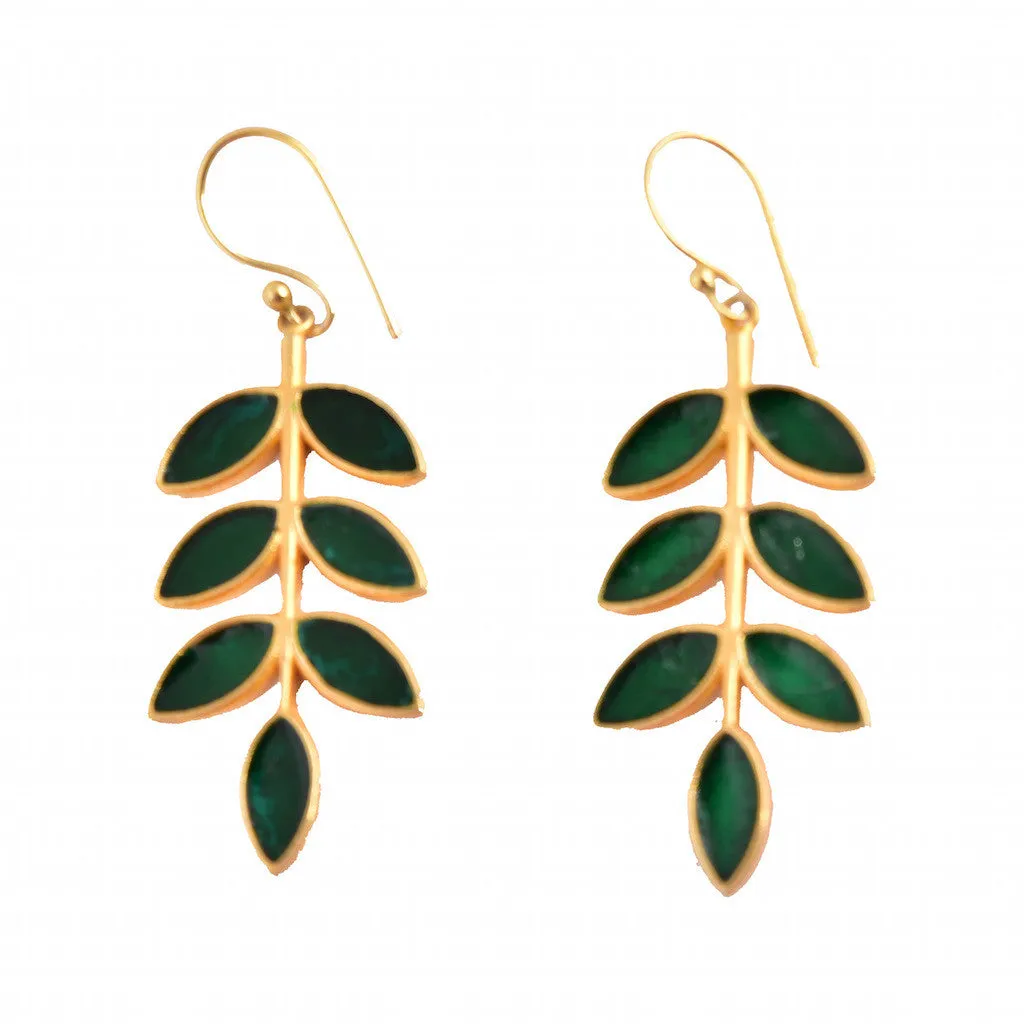 Marigold Enamel Dangling Elegant  Leaf Earring