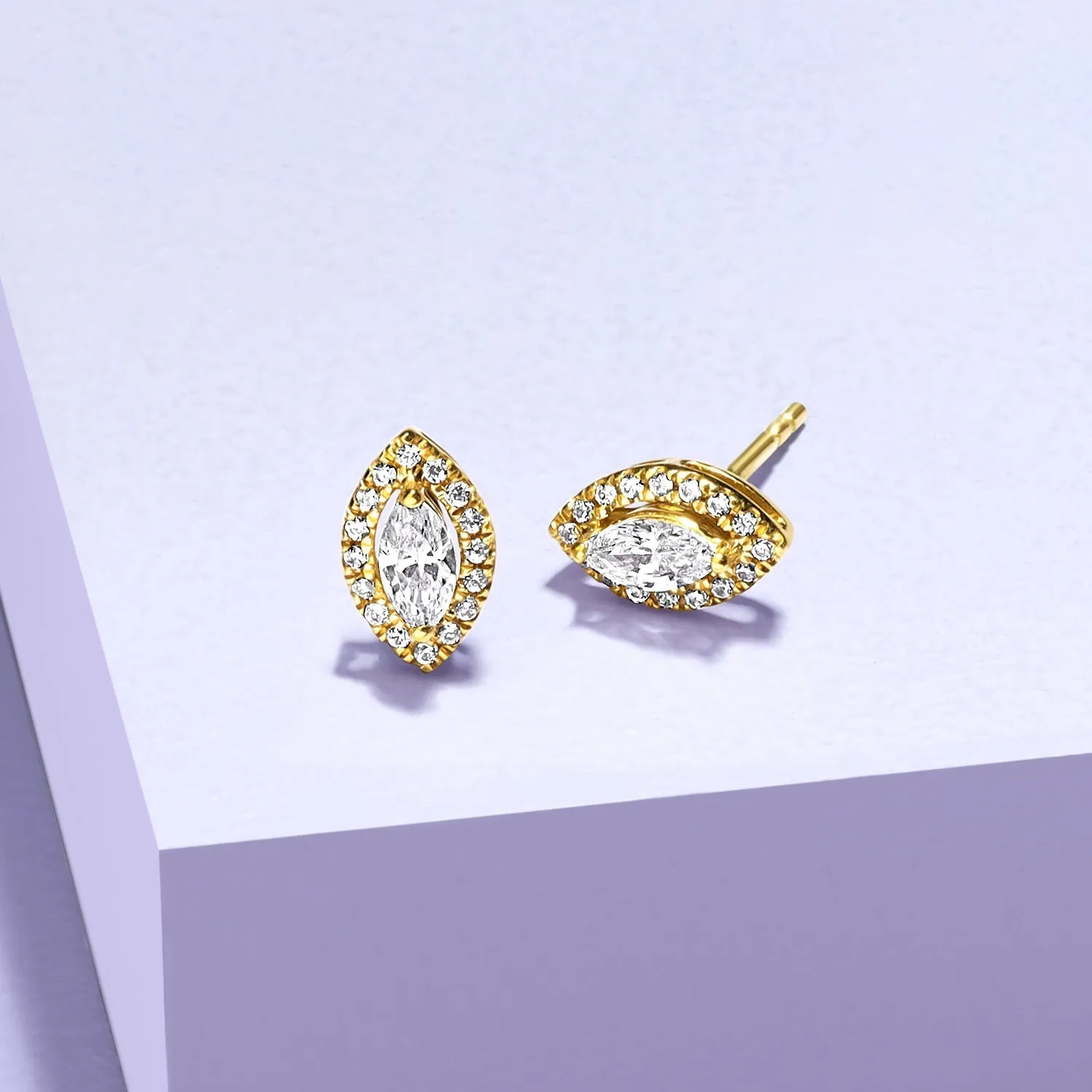 Marquise Halo Studs