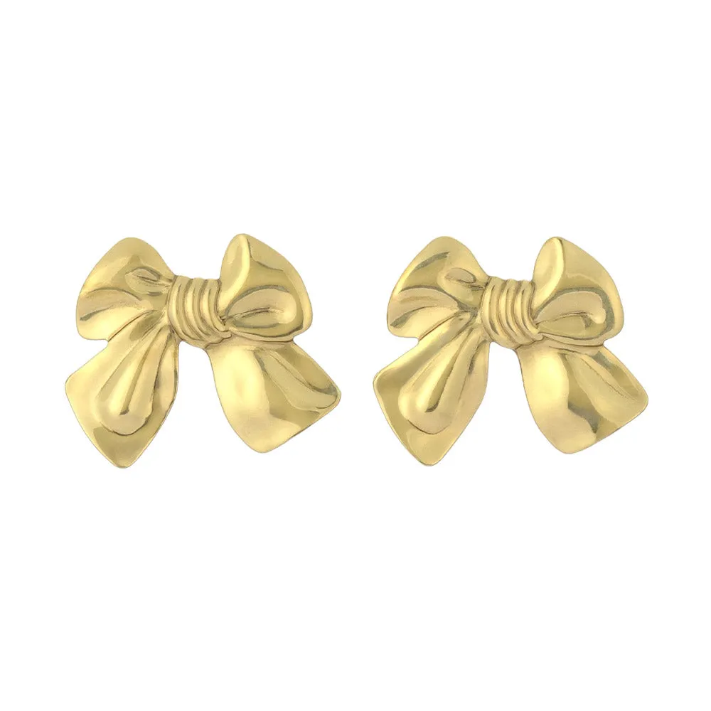 Metal Ribbon Bow Earrings