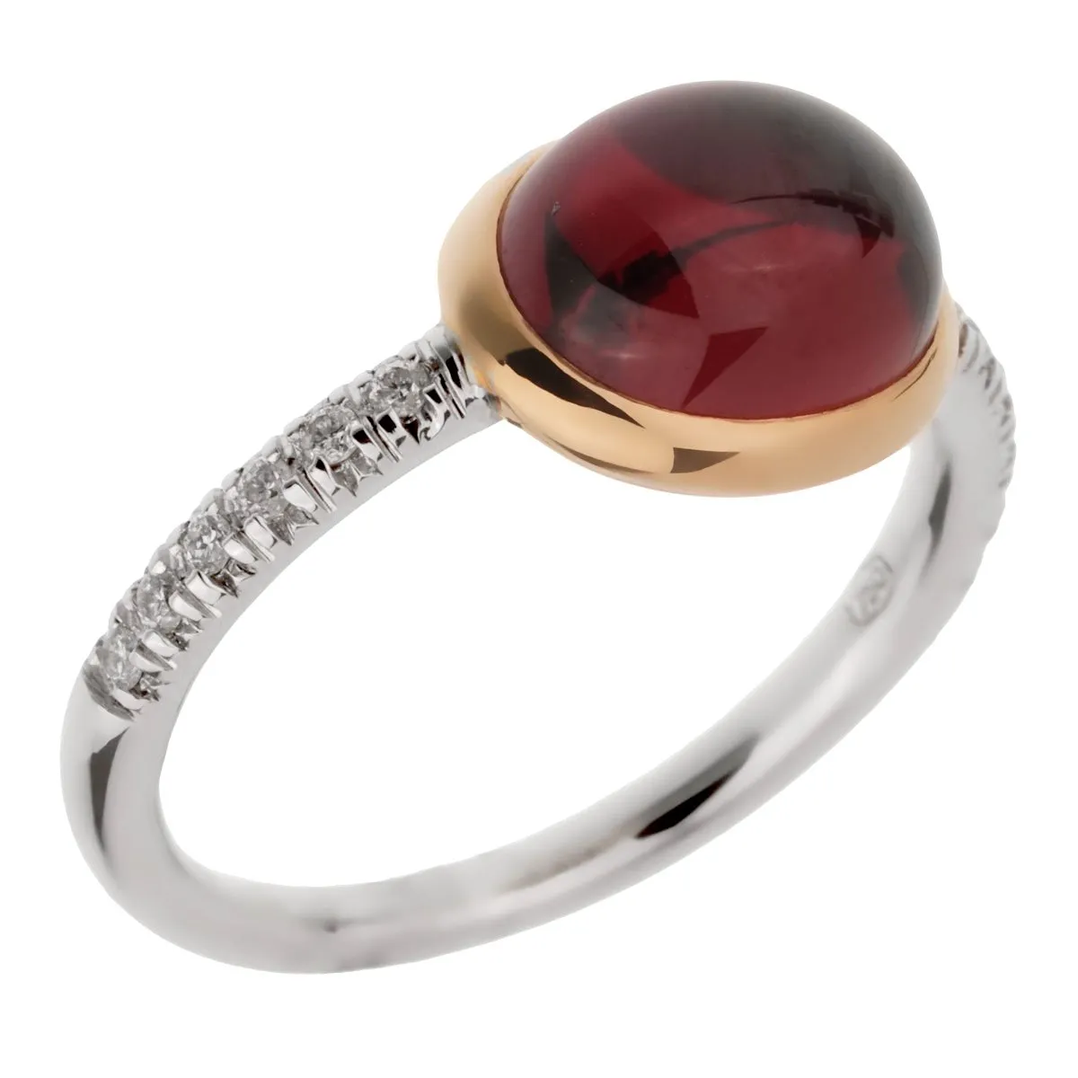 Mimi Milano Garnet Diamond White Gold Ring Sz 7 1/2