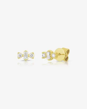 Mini Baguette   Round Trio Studs