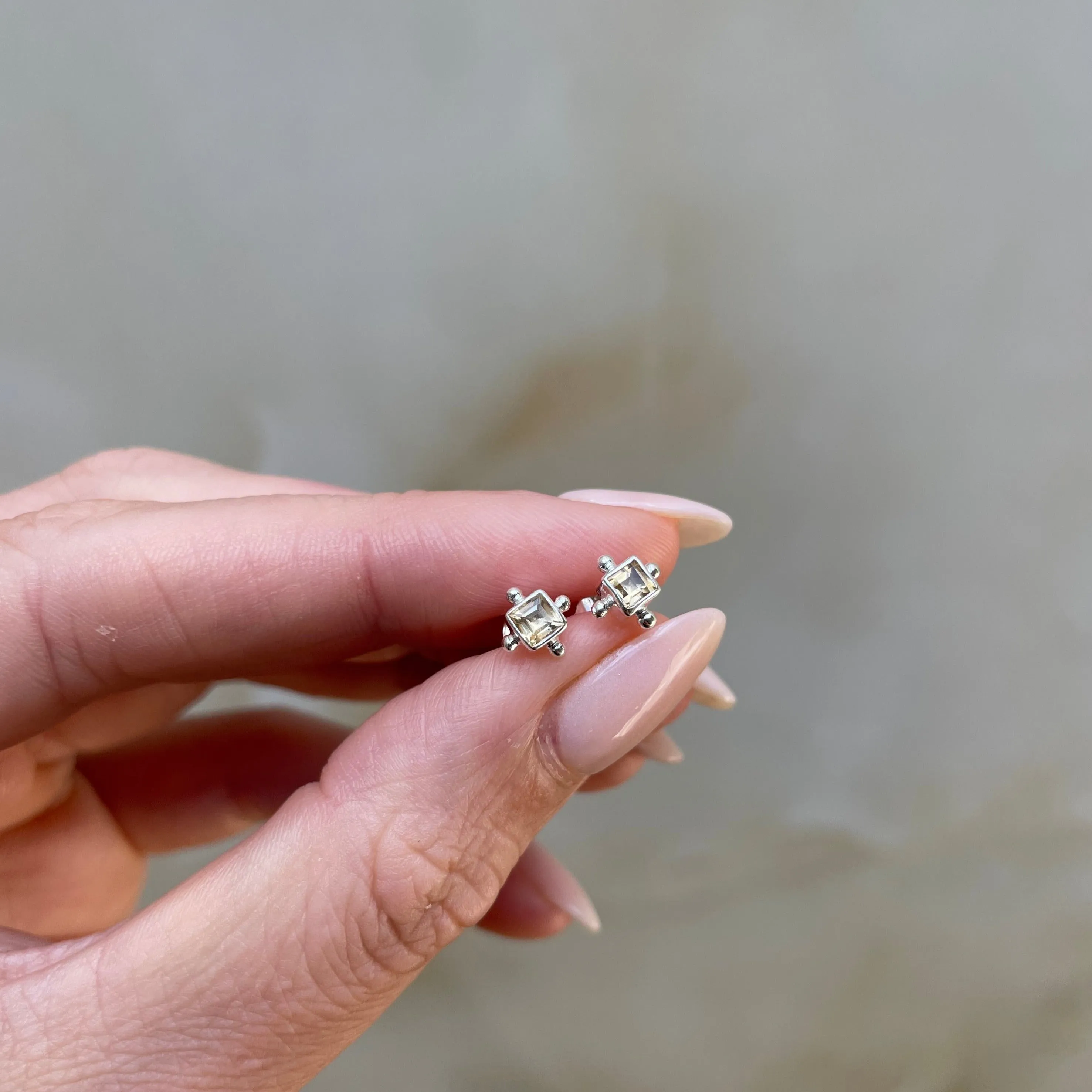 Mini Gia Silver Citrine Studs