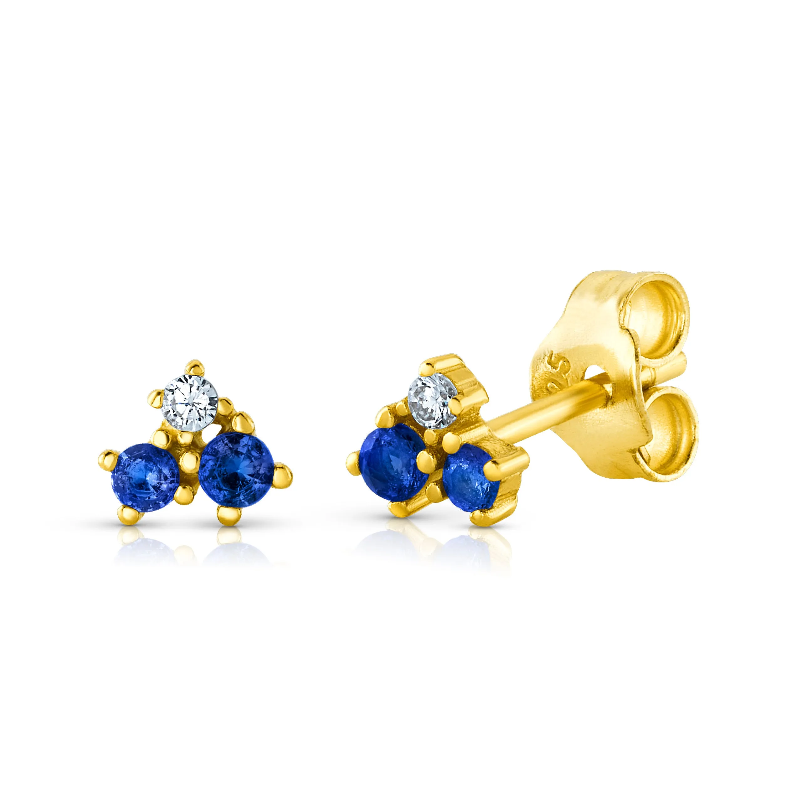 MINI TRIO BLUE STUDS, GOLD