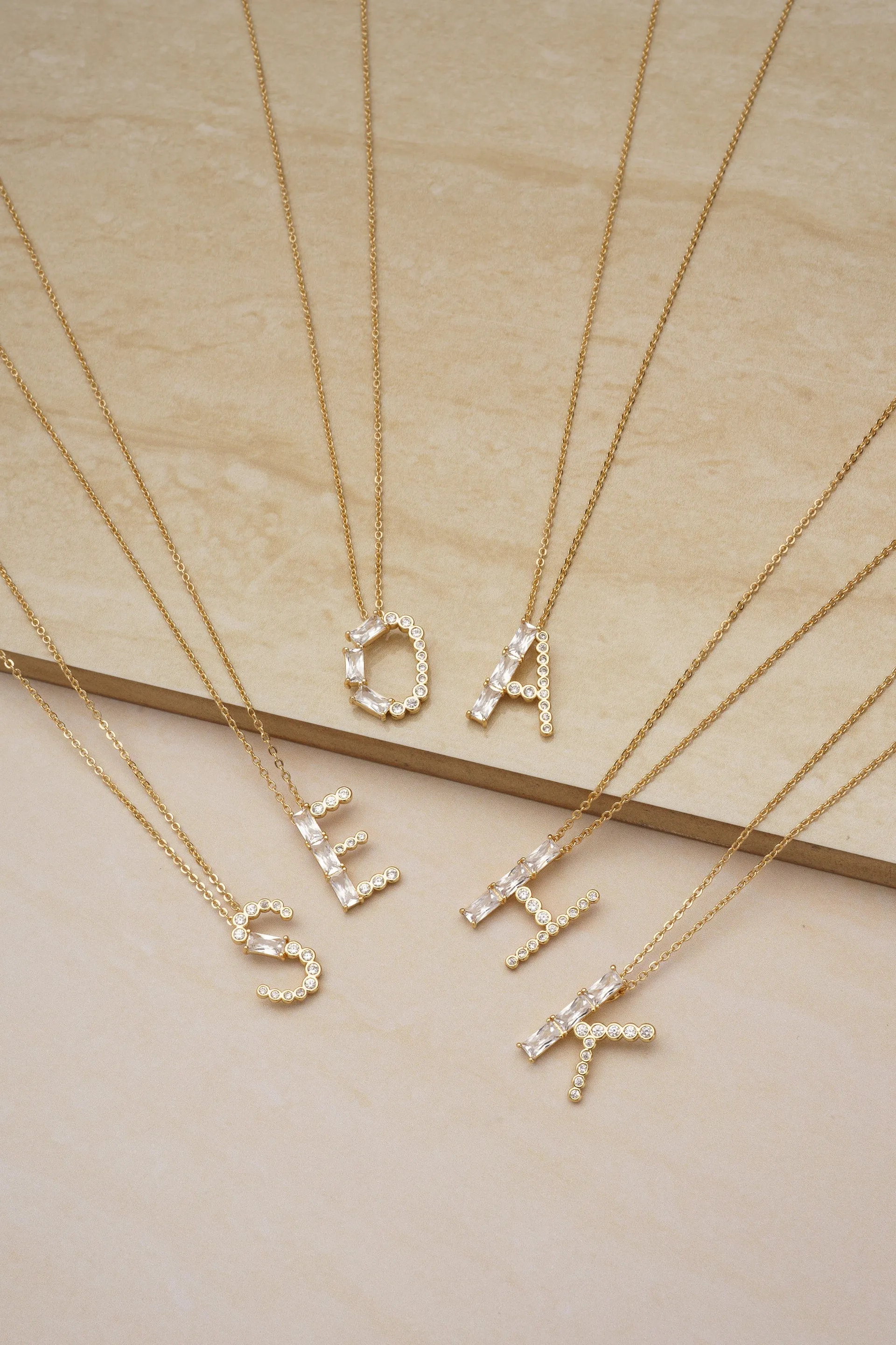 Mixed Crystal Initial 18k Gold Plated Necklace