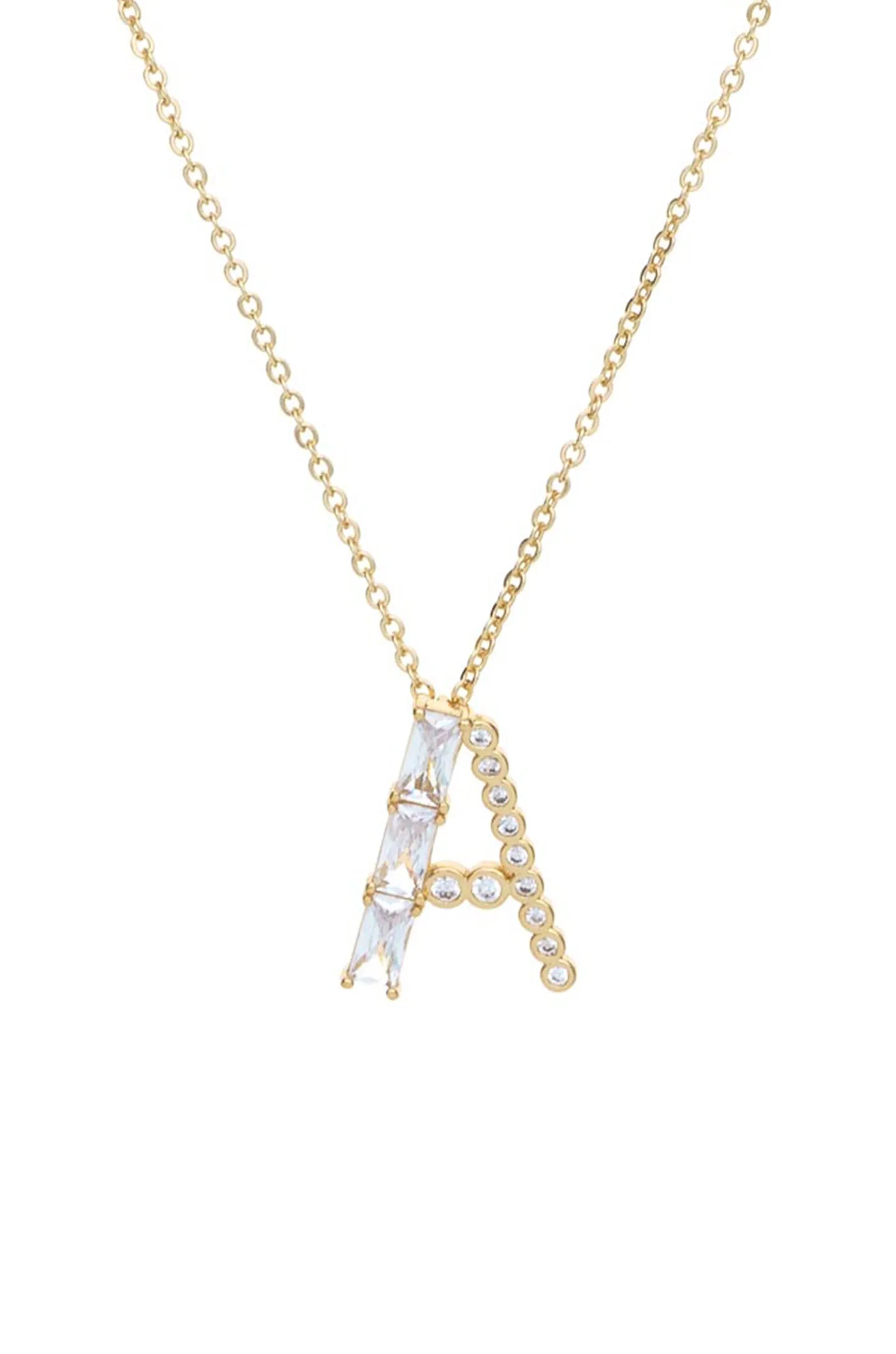 Mixed Crystal Initial 18k Gold Plated Necklace