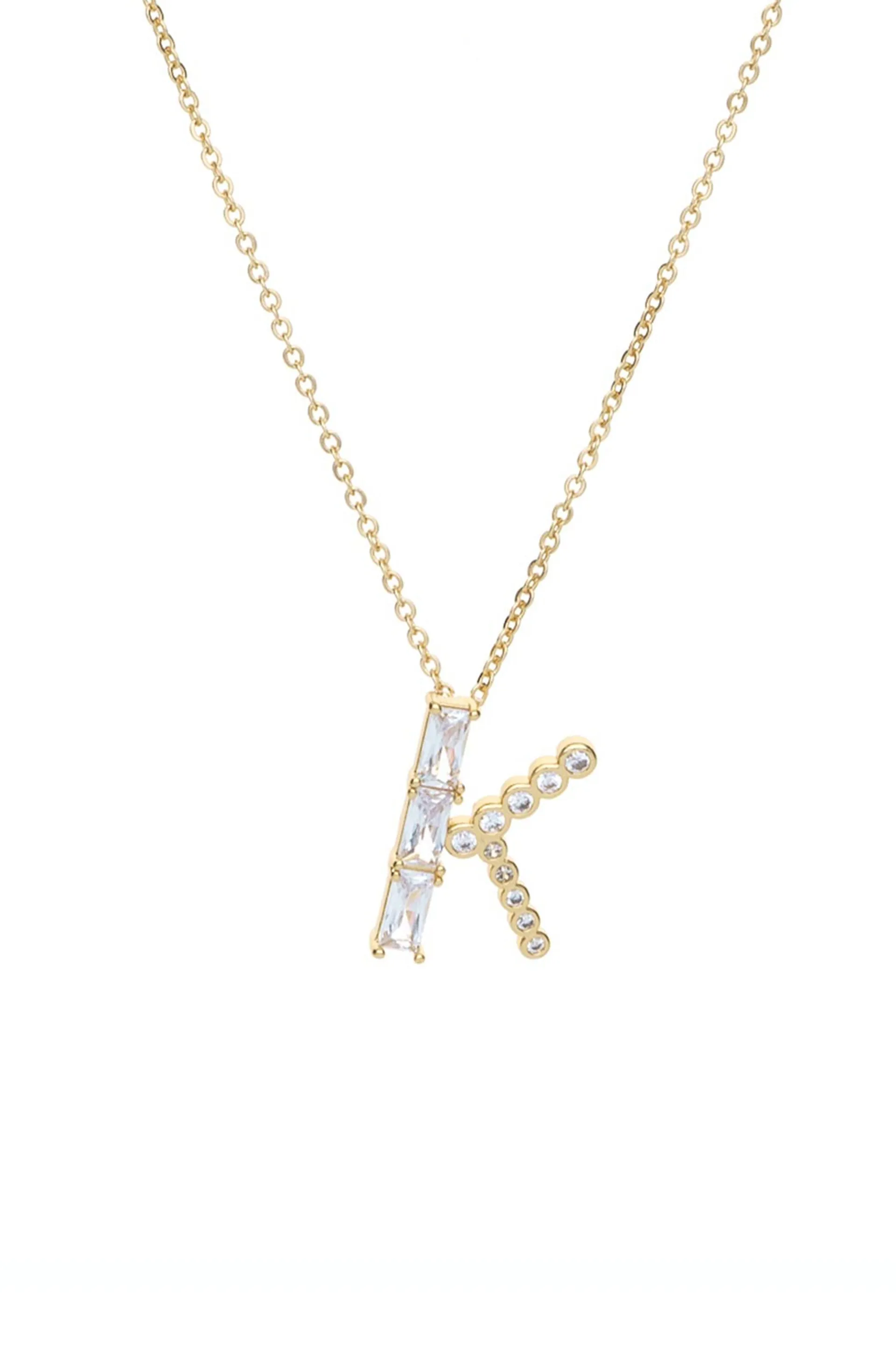 Mixed Crystal Initial 18k Gold Plated Necklace