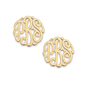 Monogram Stud Gold Earrings