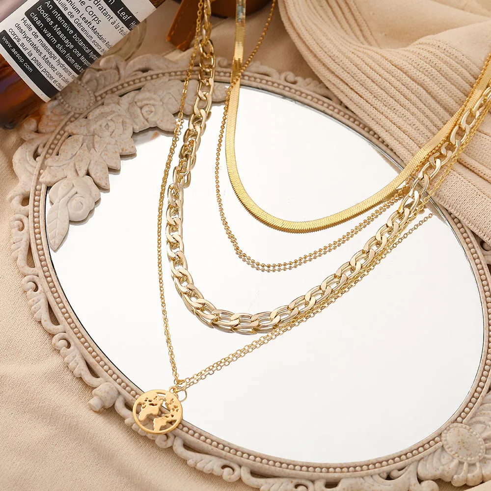 Multi-layer Snake Bone Chain Necklace Creative Personality Hollow