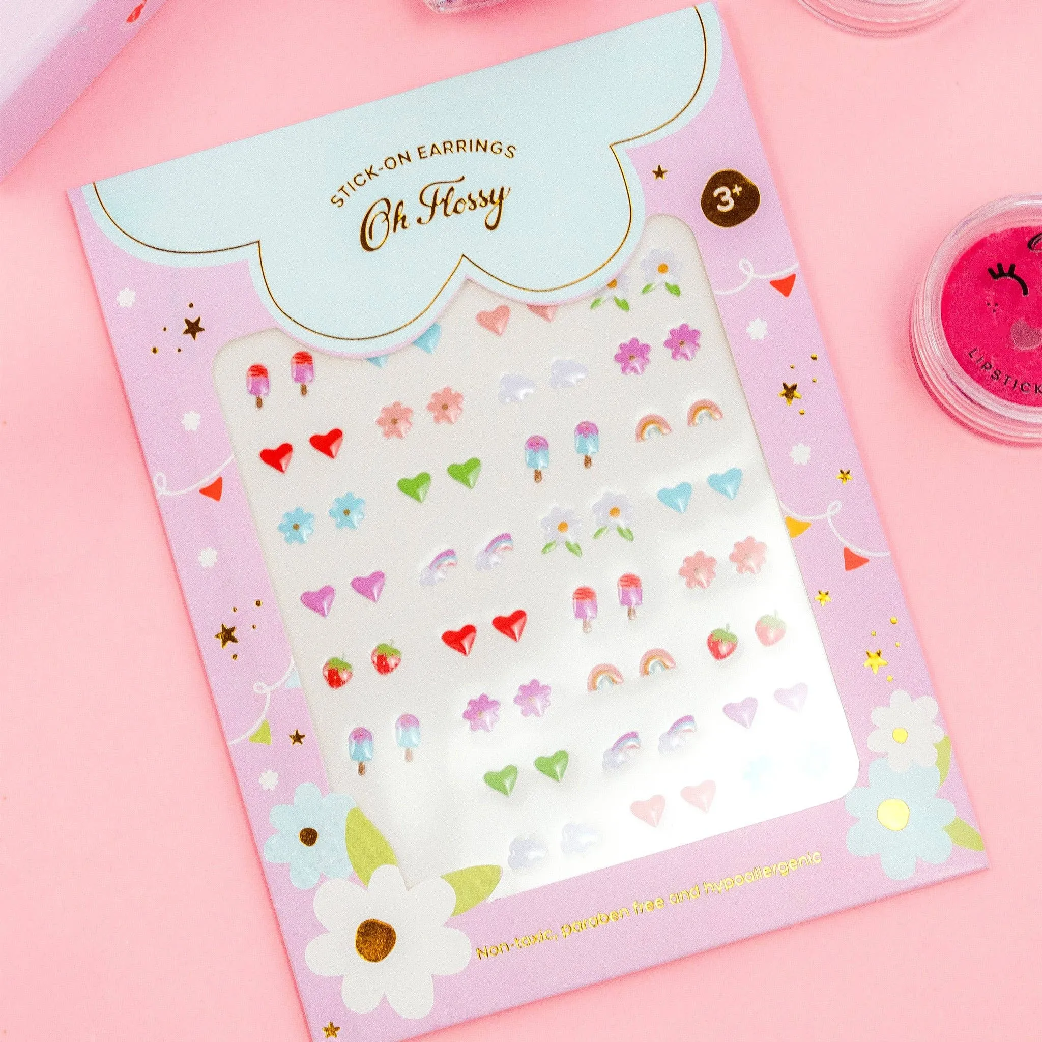 Oh Flossy Kids Stick On Earrings Kids Makeup Set 3yrs 