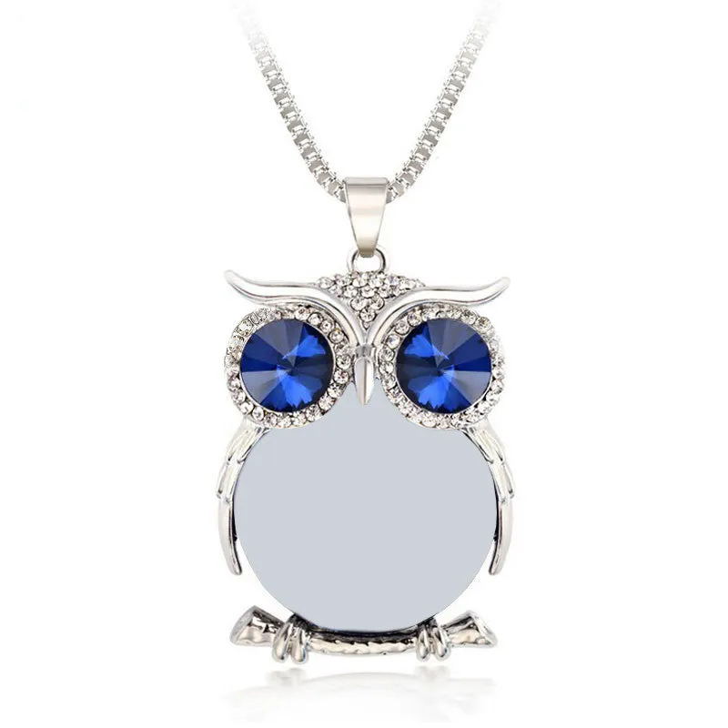 Owl Necklace Top Quality Rhinestone Crystal Pendant Necklaces Classic Animal Long Necklace Jewelry For Women Gift