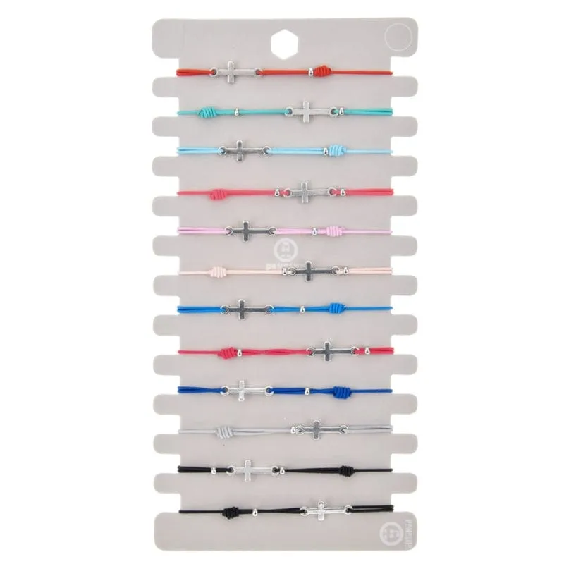 Pack of 12 Cross Bracelets with Elasticated Wristband