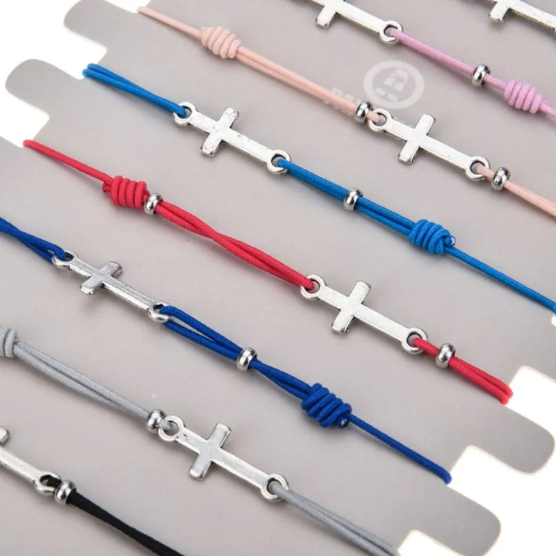 Pack of 12 Cross Bracelets with Elasticated Wristband