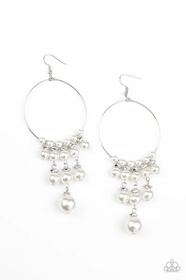 Paparazzi Earring ~ Working The Room - White