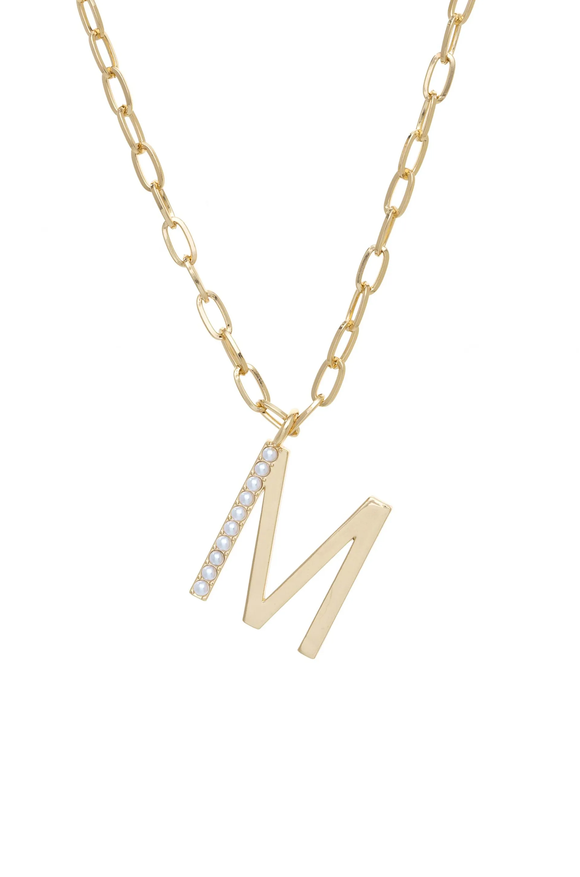 Pearl Initial 18k Gold Plated Necklace