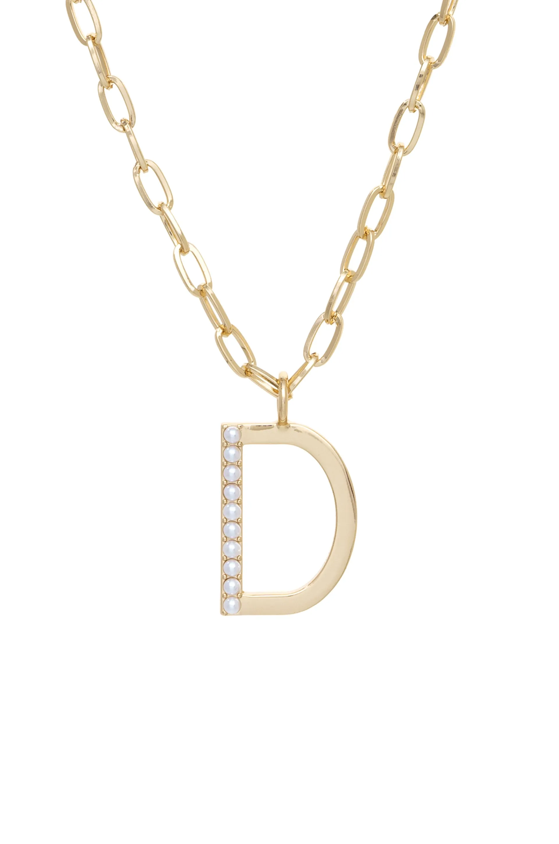 Pearl Initial 18k Gold Plated Necklace