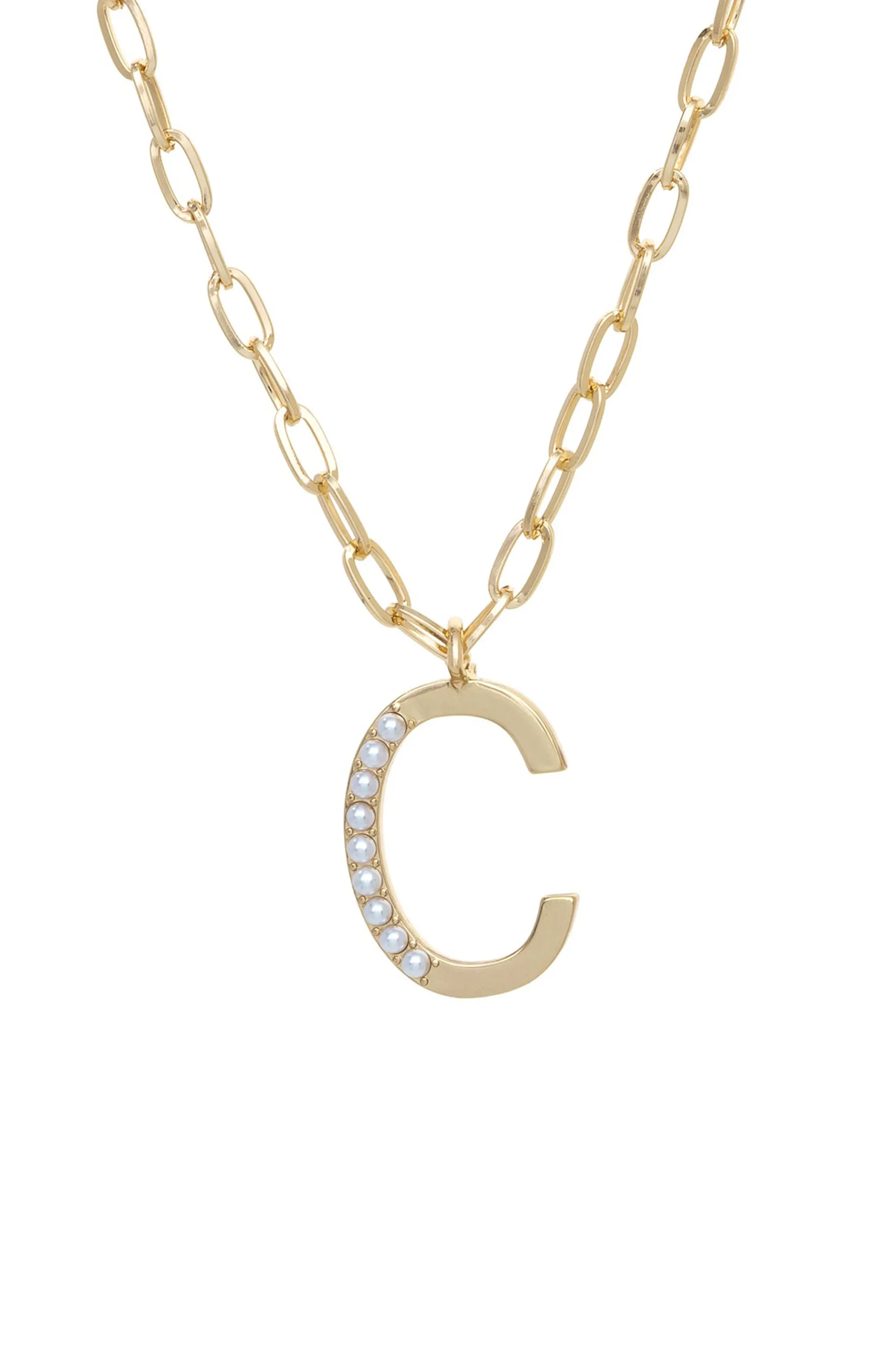 Pearl Initial 18k Gold Plated Necklace