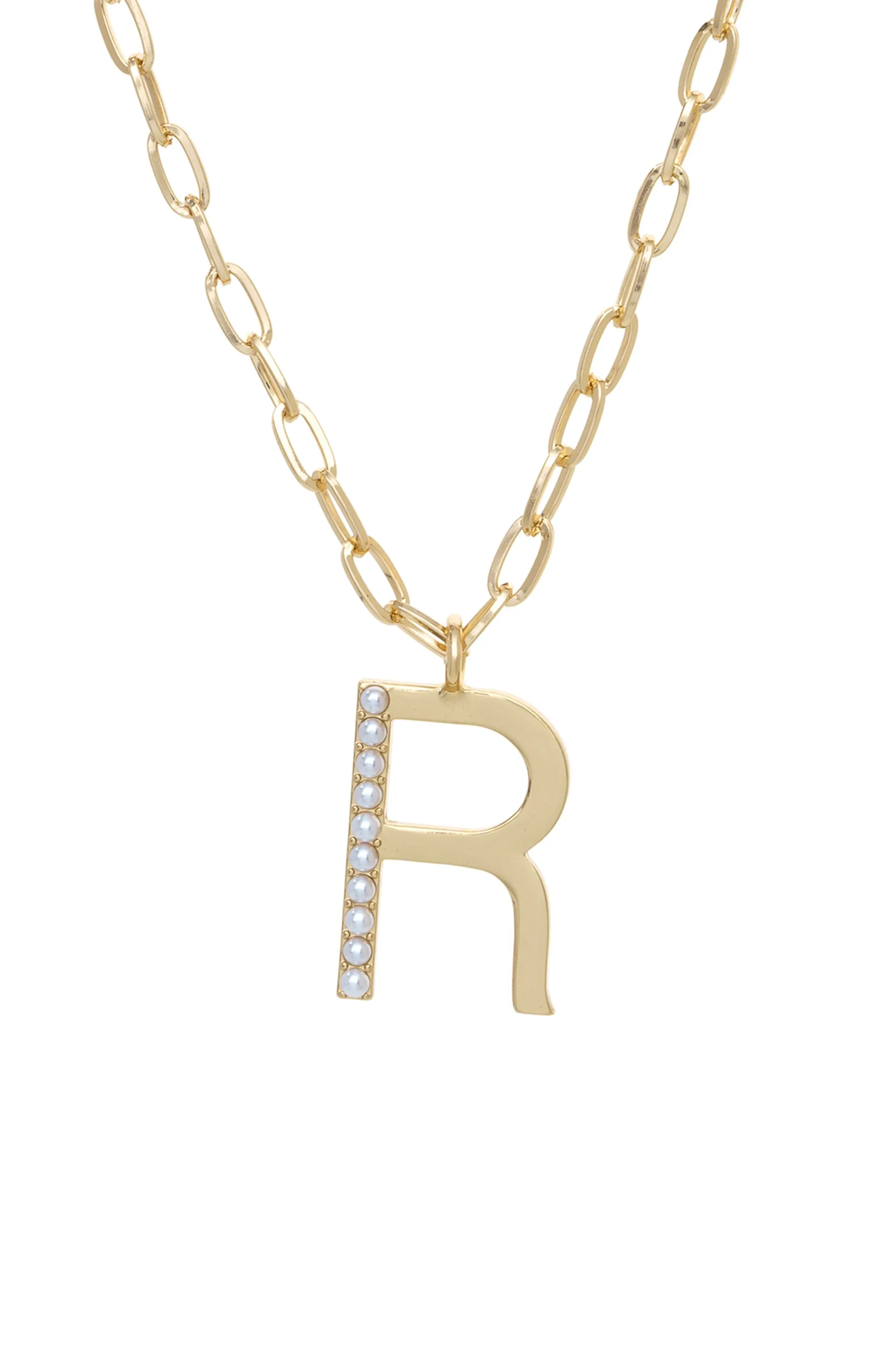 Pearl Initial 18k Gold Plated Necklace