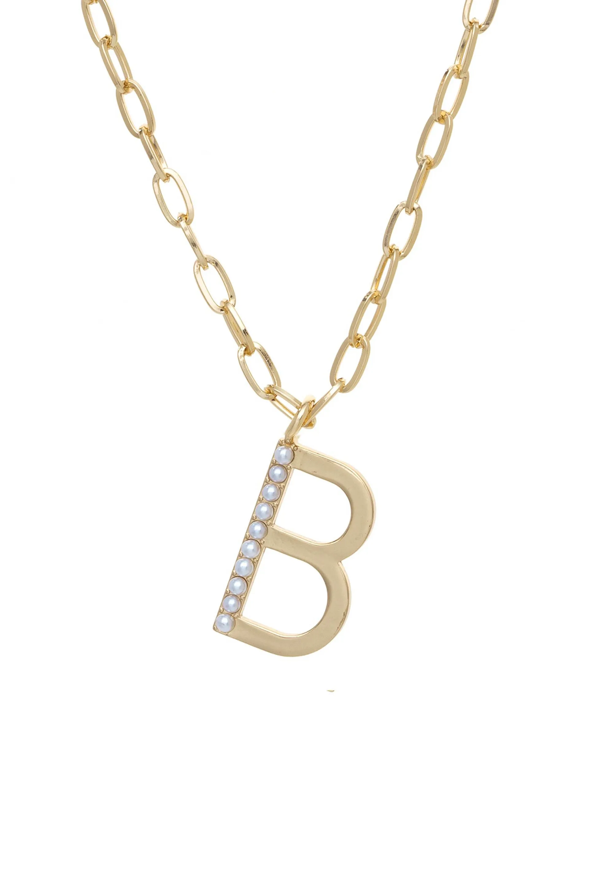 Pearl Initial 18k Gold Plated Necklace