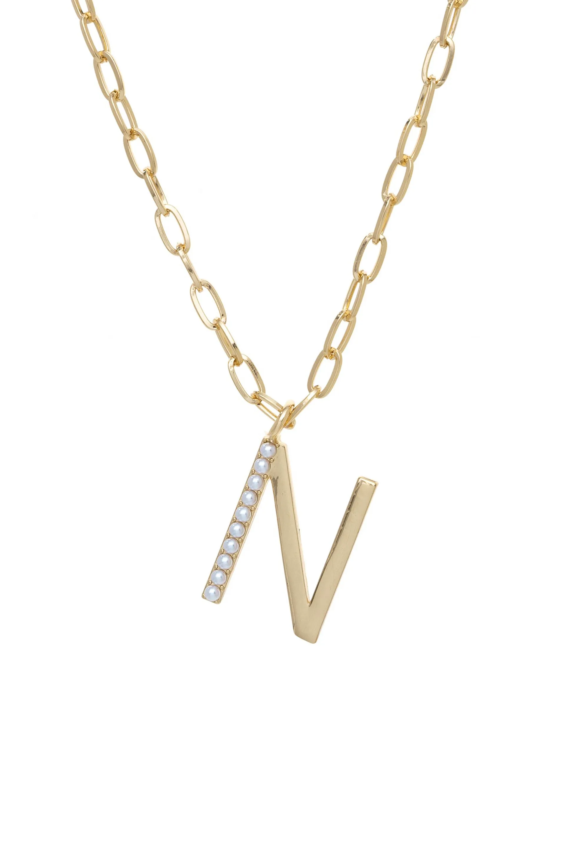 Pearl Initial 18k Gold Plated Necklace