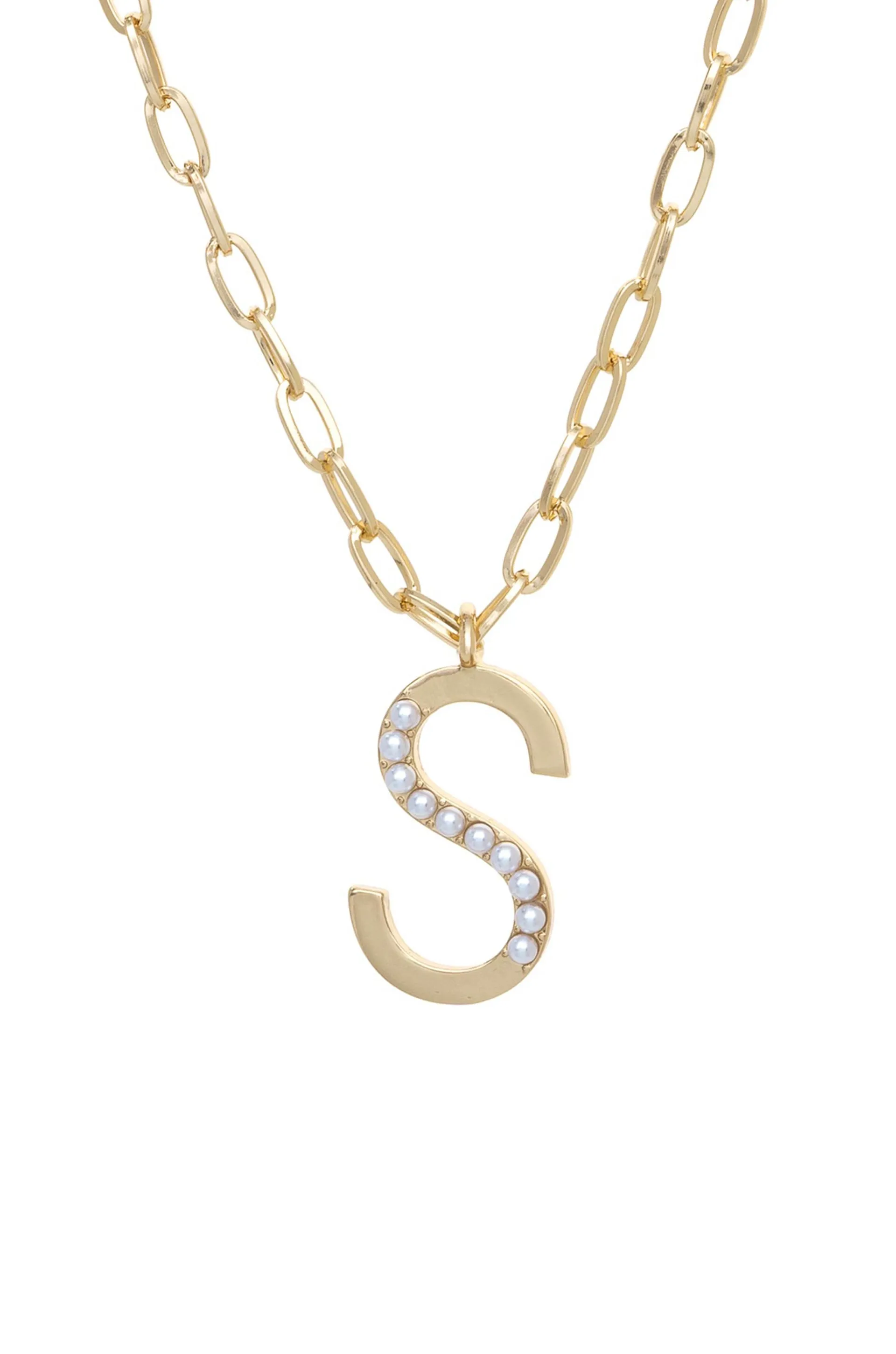 Pearl Initial 18k Gold Plated Necklace