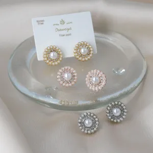 Pearly Pave Disc Studs