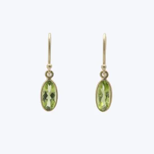 Peridot Tiny Ellipse Earrings