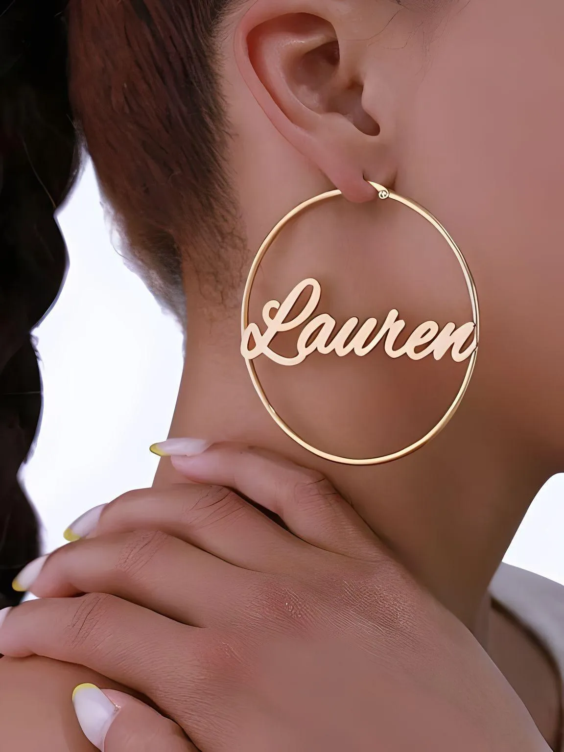 Personalized Earrings Custom Name Hoop Earrings For Women